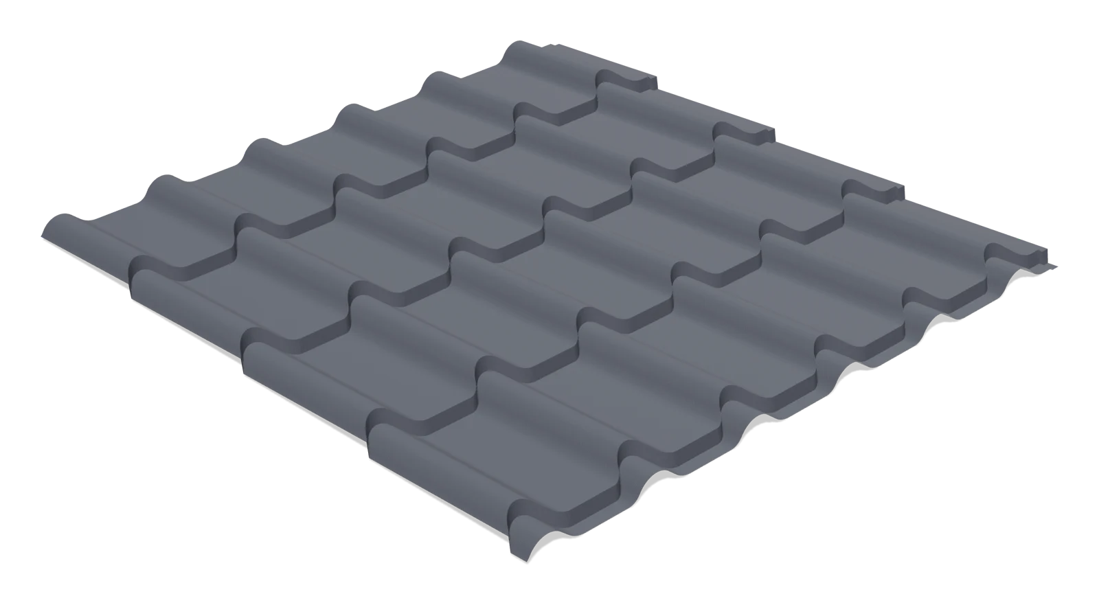 Muhtasham metall cherepitsa (2026), diagonal ko‘rinish (RAL 7024 grafit, matoviy)